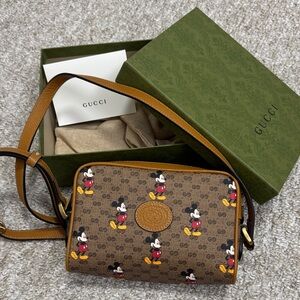 Gucci Brown/Tan Mickey GG Supreme Crossbody Bag